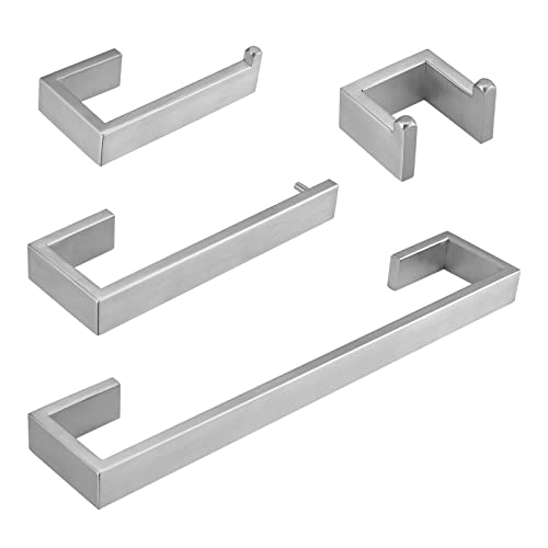 Fapully Bathroom Sets Accessories,16-Inch Brushed Nickel Bathroom Accessories Hardware Set with Towel Bar,Toilet Paper Holder,Towel Holder,Robe Hook for Bathroom,Stainless Steel Accesorios para Baños