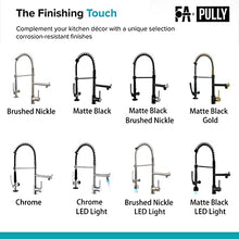 Load image into Gallery viewer, Fapully Commercial Single Handle Pull Down Sprayer Brushed Nickel Kitchen Faucet, Kitchen Sink Faucet with LED Light
