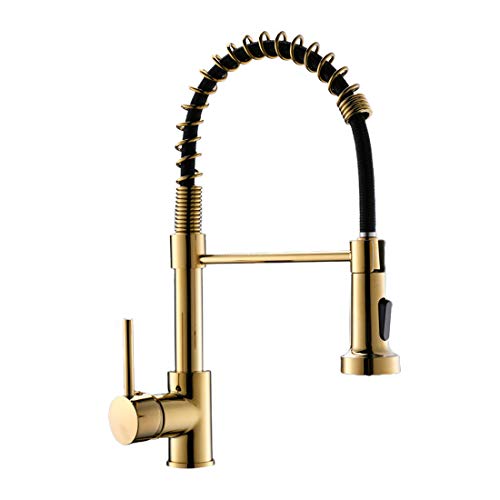 Fapully Gold Kitchen Faucet with Sprayer,Pull Down Single Handle Kitchen Sink Faucet