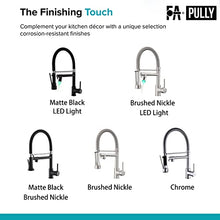 Load image into Gallery viewer, Pull Down Kitchen Faucet with Spyraer,Fapully Commercial Black Spring Kitchen Sink Faucet with Brushed Nickel
