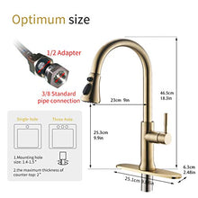 Load image into Gallery viewer, Fapully Touch Kitchen Faucets with Pull Down Sprayer, Single Handle Stainless Steel Brushed Gold Kitchen Sink Faucet with Pull Out Sprayer and Hole Cover
