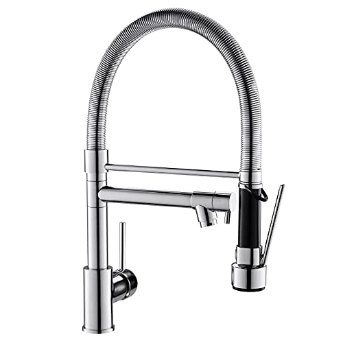 Fapully Chrome Faucet for Kitchen Sink,Kitchen Faucets with Pull Down Sprayer,Commercial Single Handle Kitchen Faucet