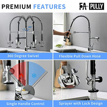 Load image into Gallery viewer, Fapully Kitchen Faucet with Pull Down Sprayer,Commercial Single Handle Kitchen Sink Faucet with LED Light
