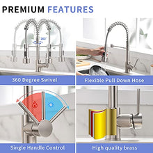 Load image into Gallery viewer, Kitchen Faucet,Fapully Single Handle Faucet for Kitchen Sink,Brushed Nickel Pull Down Kitchen Faucet with LED Light
