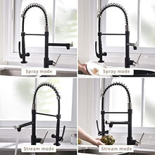 Load image into Gallery viewer, Pull Down Kitchen Faucet with Sprayer,Fapully Commercial Matte Black&amp;Brushed Nickel Kitchen Sink Faucets
