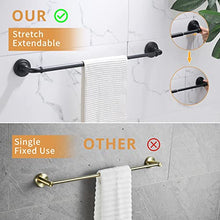 Load image into Gallery viewer, Fapully 5 Pieces Black Bathroom Accessories Set,Wall Mounted SUS304 Stainless Steel Adjustable Bathroom Hardware Set-Included Retractable 13.8&quot;-21.9&#39;&#39; Towel Bar,Paper Towel Holder and Robe Hook
